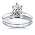 Oval Moissanite 6-prong Solitaire Bridal Rings Set 7/8 Carat in 14k White Gold